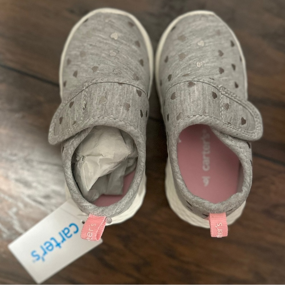 Carters gray sneakers with gold hearts